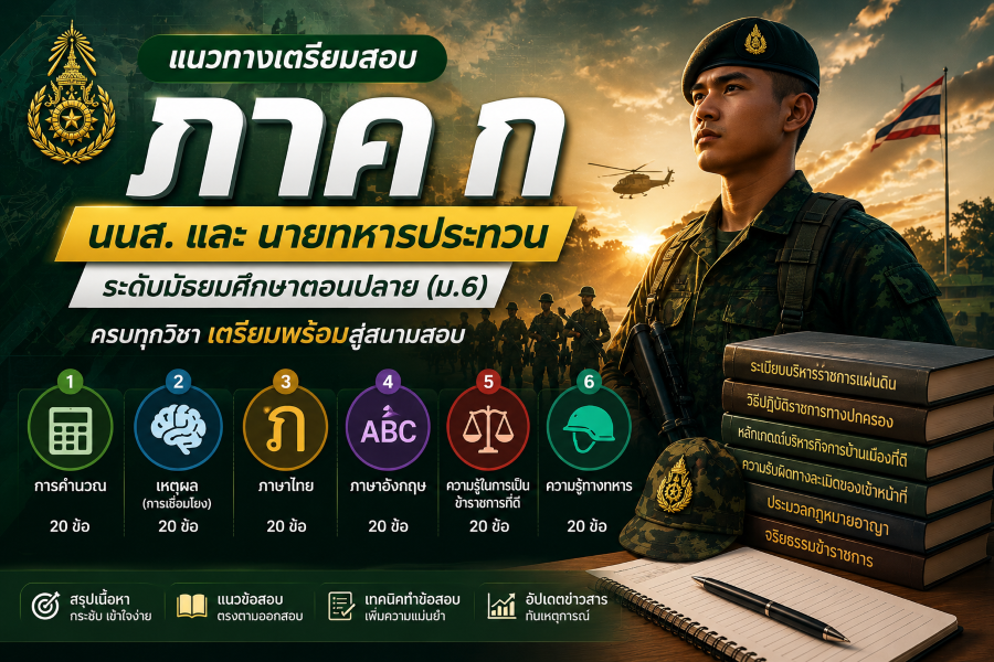 แนวสอบ ภาค ก ระดับ ม.ปลาย | นนส. และนายทหารประทวน 2570